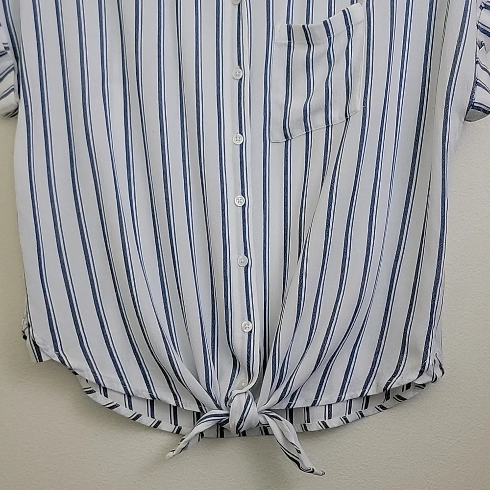 Justice Blue & White Striped Short Sleeve Top 12